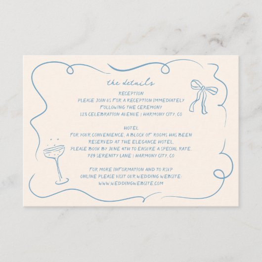 ヴィンテージハンドドロー結婚ド詳細カード エンクロージャーカード (正面)