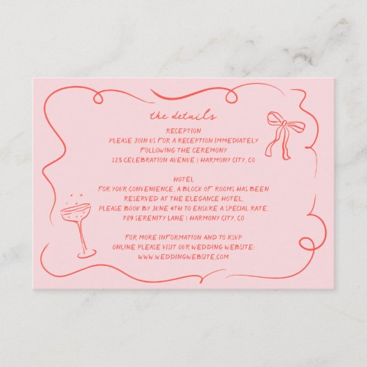 ヴィンテージハンドドロー結婚ド詳細カード エンクロージャーカード (正面)