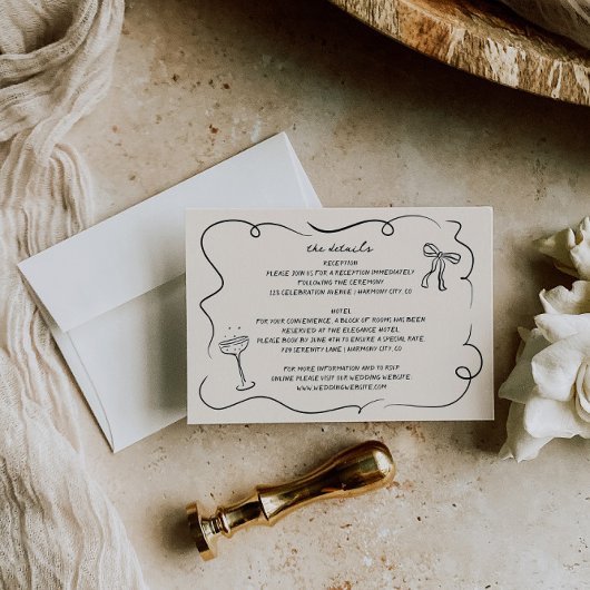 ヴィンテージハンドドロー結婚ド詳細カード エンクロージャーカード