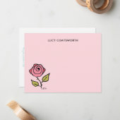 ヴィンテージハンドボー図解入りの、写真付きのホソフトバラピンク ノートカード (正面/裏面インサイチュ)