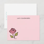 ヴィンテージハンドボー図解入りの、写真付きのホソフトバラピンク ノートカード (正面/裏面)