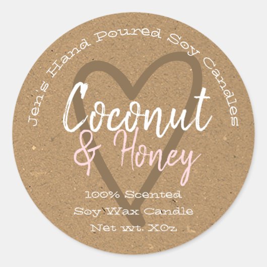 ヴィンテージハンドメイド大豆キャンドルラベルクラフト紙 ラウンドシール (正面)