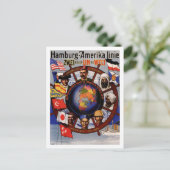 ヴィンテージハンブルク・アメリカ1905年の世界を巡る ポストカード (スタンド正面)