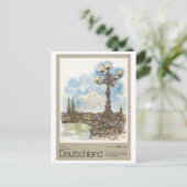 ヴィンテージハンブルグドイツ水彩旅行ポスター ポストカード (スタンド正面)