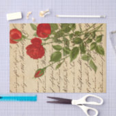 ヴィンテージハン書ドのバラEphemera Decompage 薄葉紙 (クラフト)