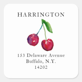 ヴィンテージハン絵を描ドさくらんぼ差出人住所 スクエアシール