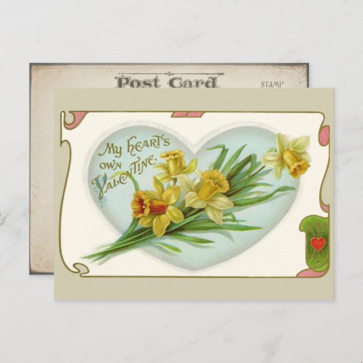 ヴィンテージハートとダッフルズバレンタインポストカード シーズンポストカード (正面/裏面)