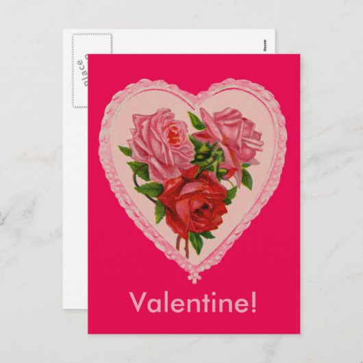 ヴィンテージハートとバラはがき シーズンポストカード (正面/裏面)