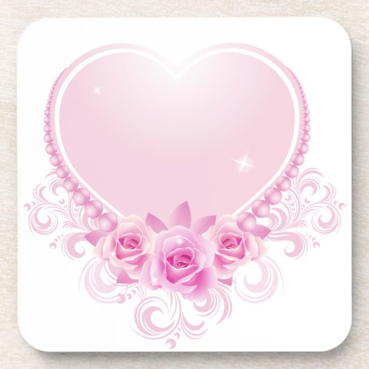 ヴィンテージハートとバラピンク コースター (正面)