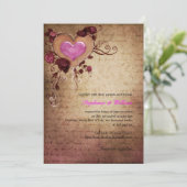 ヴィンテージハートとバラ結婚式招待状 招待状 (スタンド正面)