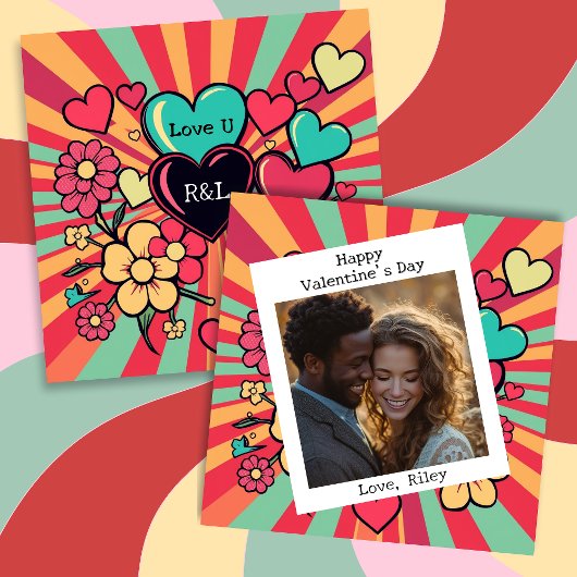 ヴィンテージハートと花バレンタインデー シーズンカード