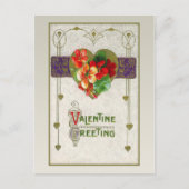 ヴィンテージハートと花バレンタイン葉書 シーズンポストカード (正面)