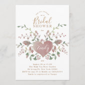 ヴィンテージハートと花ブライダルシャワー招待状 招待状 (正面)