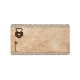 ヴィンテージハートのロックと鍵 ラベル