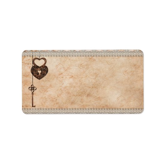 ヴィンテージハートのロックと鍵 ラベル (正面)