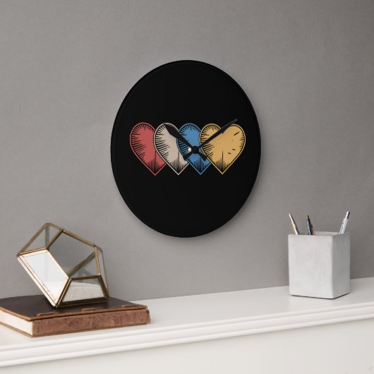 ヴィンテージハートカッコいいレトロヴァレンティーンズデイギフト ラージ壁時計 (オフィス)