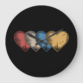 ヴィンテージハートカッコいいレトロヴァレンティーンズデイギフト ラージ壁時計 (正面)