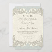 ヴィンテージハートカントリーセージ緑 招待状 (正面)