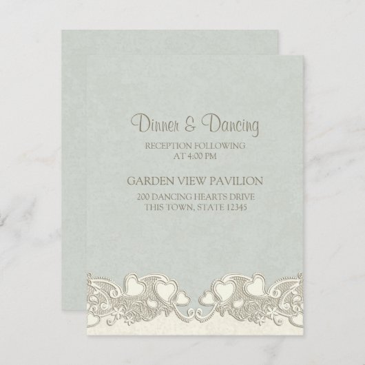 ヴィンテージハートセージグリーン披露宴カード エンクロージャーカード (正面/裏面)