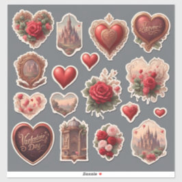 ヴィンテージハートバレンタインデステッカーシート シール