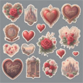 ヴィンテージハートバレンタインデステッカーシート シール (正面)