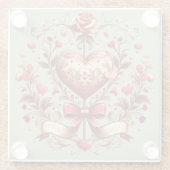 ヴィンテージハートバレンタインデーxoxo ガラスコースター (裏面)