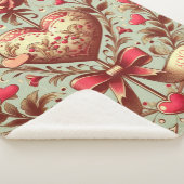 ヴィンテージハートバレンタインデーxoxo シェルパブランケット (3/4)