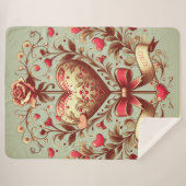 ヴィンテージハートバレンタインデーxoxo シェルパブランケット (正面(横))