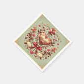 ヴィンテージハートバレンタインデーxoxo スタンダードカクテルナプキン (角)