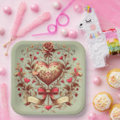 ヴィンテージハートバレンタインデーxoxo ペーパープレート (パーティー)