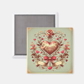 ヴィンテージハートバレンタインデーxoxo マグネット (正面/裏面)