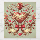 ヴィンテージハートバレンタインデーxoxo ワインラベル (シングルラベル)