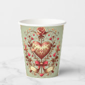 ヴィンテージハートバレンタインデーxoxo 紙コップ (正面)