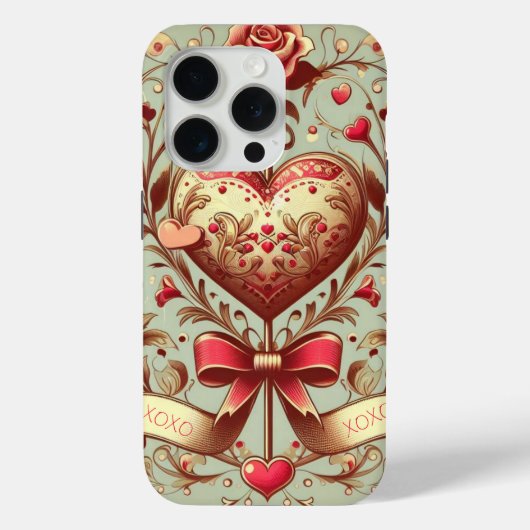 ヴィンテージハートバレンタインデーxoxo Case-Mate iPhoneケース (裏面)
