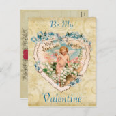 ヴィンテージハートバレンタイン葉書 シーズンポストカード (正面/裏面)