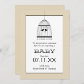 ヴィンテージハートバーケージベビー期日のお知らせ 招待状 (正面/裏面)