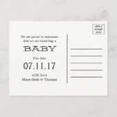 ヴィンテージハートバーケージベビー期日のお知らせ 案内ポストカード (裏面)