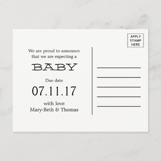 ヴィンテージハートバーケージベビー期日のお知らせ 案内ポストカード (裏面)