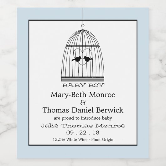 ヴィンテージハートバーケージ男の赤ちゃん発表 ワインラベル (シングルラベル)