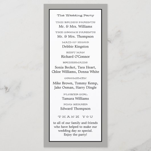 ヴィンテージハートバーケージ結婚式 プログラム (裏面)