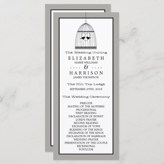 ヴィンテージハートバーケージ結婚式 プログラム (正面/裏面)