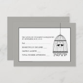 ヴィンテージハートバードケージウェディングRSVP 出欠カード (正面/裏面)