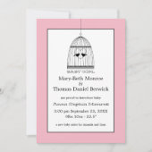 ヴィンテージハートバードケージベビーガール発表 招待状 (正面)