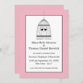 ヴィンテージハートバードケージベビーガール発表 招待状 (正面/裏面)