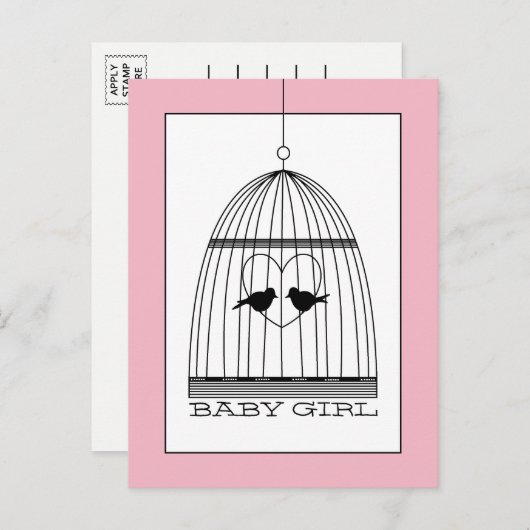 ヴィンテージハートバードケージベビーガール発表 案内ポストカード (正面/裏面)
