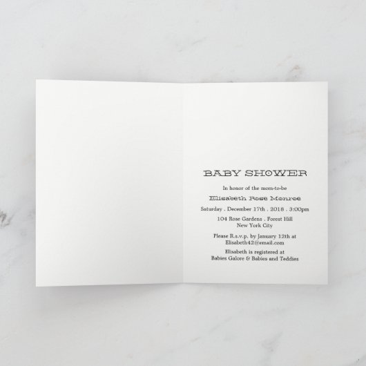 ヴィンテージハートバードケージベビーシャワー招待状 招待状 (内部)