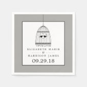 ヴィンテージハートバードケージ真の愛結婚の スタンダードカクテルナプキン (正面)