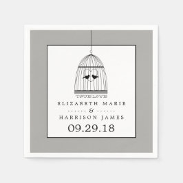 ヴィンテージハートバードケージ真の愛結婚の スタンダードカクテルナプキン