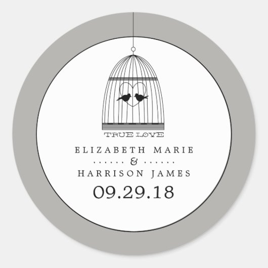 ヴィンテージハートバードケージ真の愛結婚の ラウンドシール (正面)