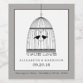 ヴィンテージハートバードケージ真の愛結婚の ワインラベル (シングルラベル)